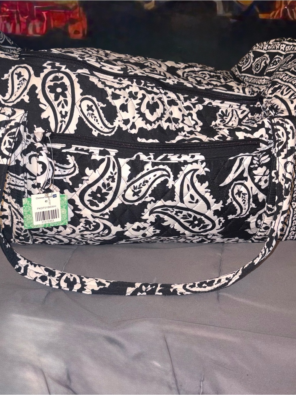 Vera Bradley Black & White Paisley Quilted Travel Bag